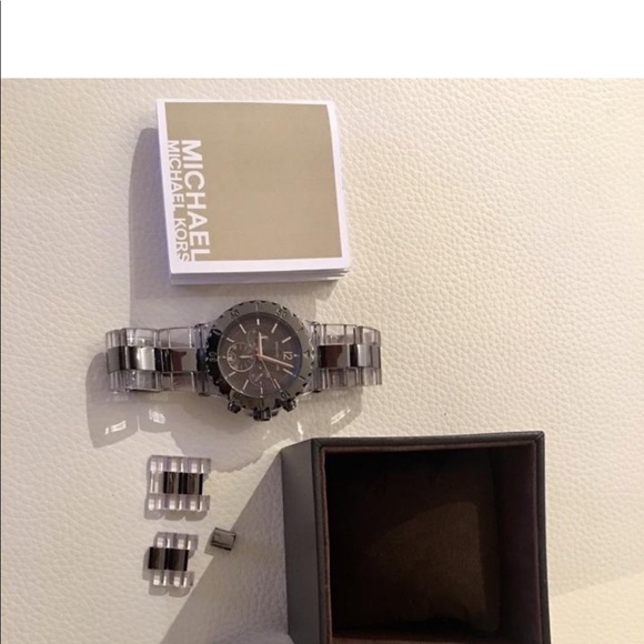 Gray and Clear Acrylic Oversized Chronograph Watch - Picture 5 of 10